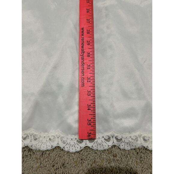Vtg 60s SHADOWLINE size S HALF SLIP Maxi 36" Long Lace Slit Pillow Tab WHITE H24 - Picture 6 of 10